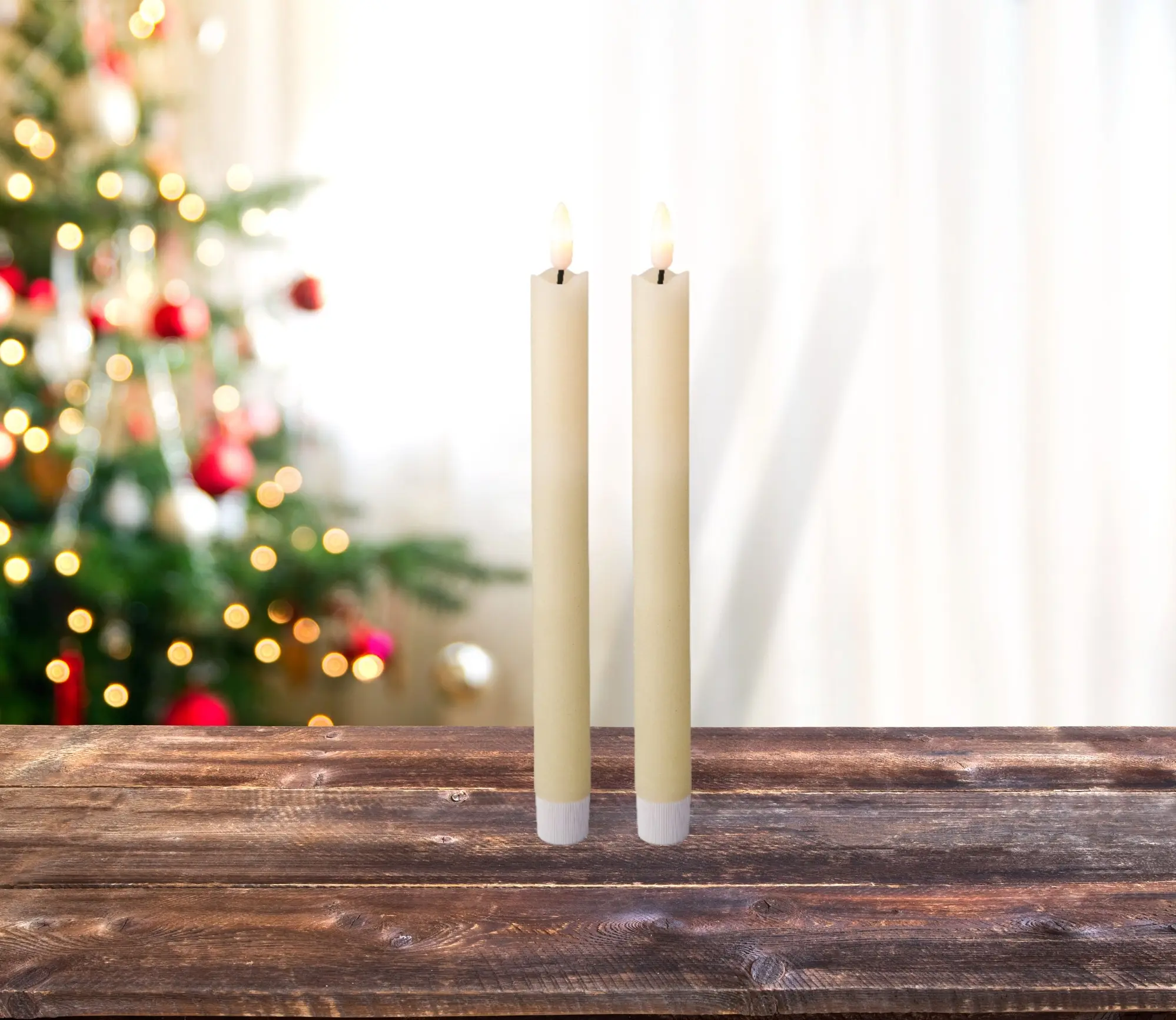 Cream Wick Flame LED Dinner Candles